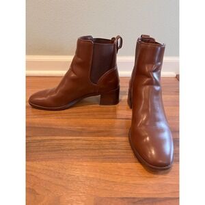 J CREW Factory Chelsea Boot Brown Faux Leather Roasted Cocoa Womens 9 Fall CA774